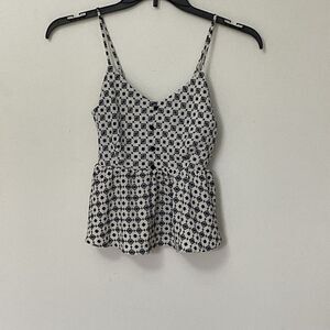 Monteau Spaghetti Strap Smock Top Blue White Small Brand New